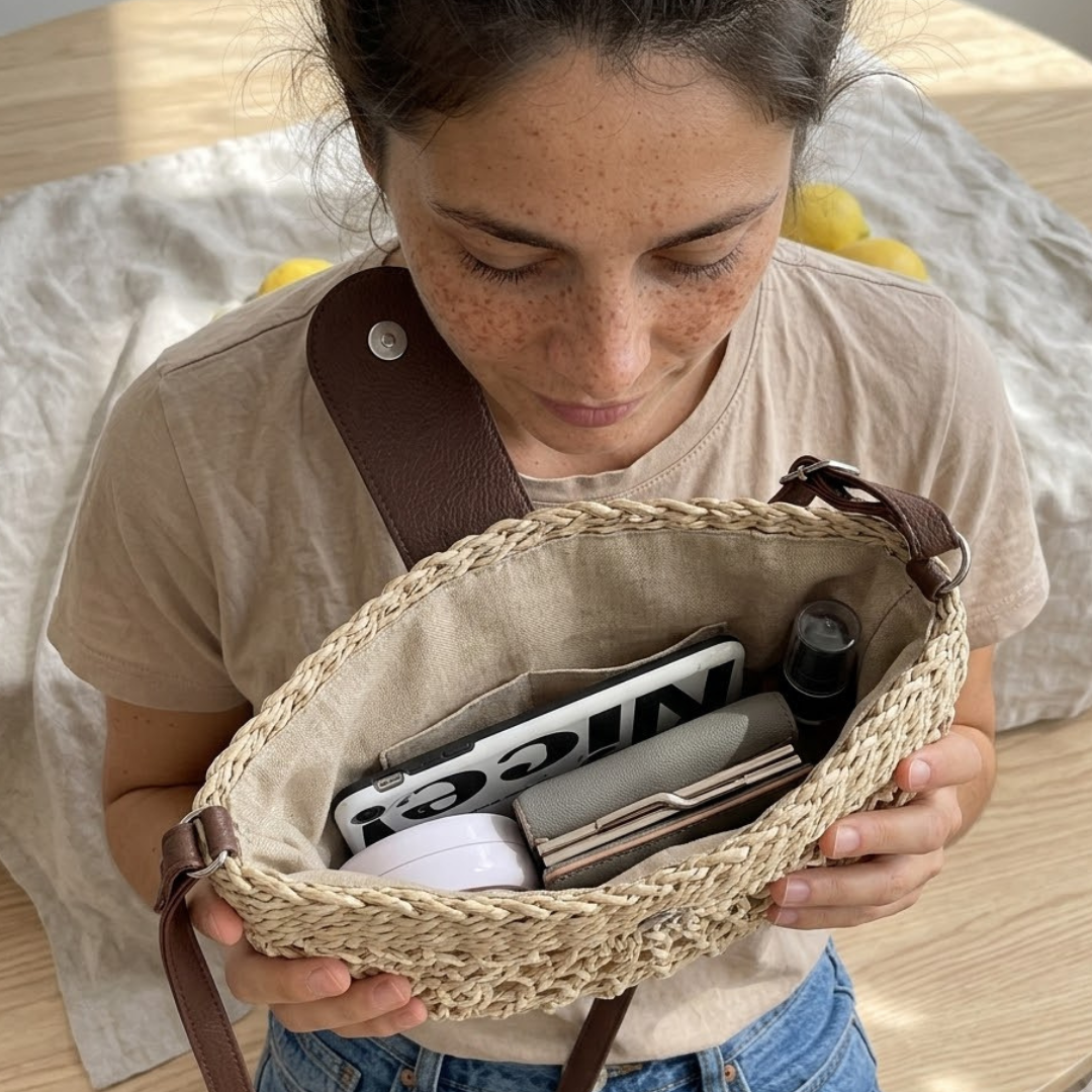 Cartera Luna — Bandolera Semicircular Tejida a Mano
